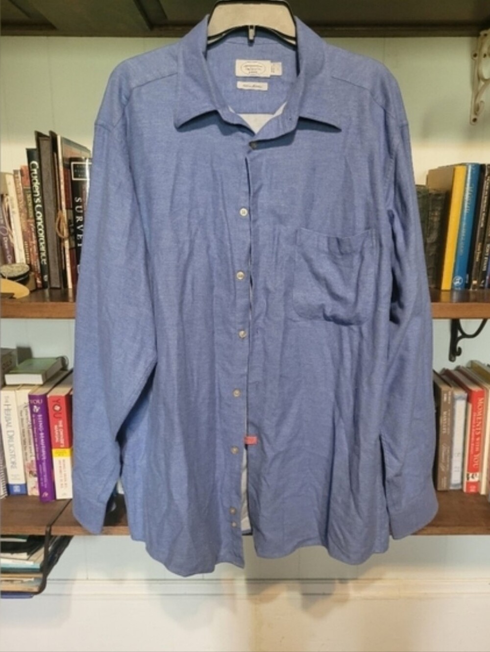 Talbots Men's Chambray Blue Italian Moleskin Button-down Shirt